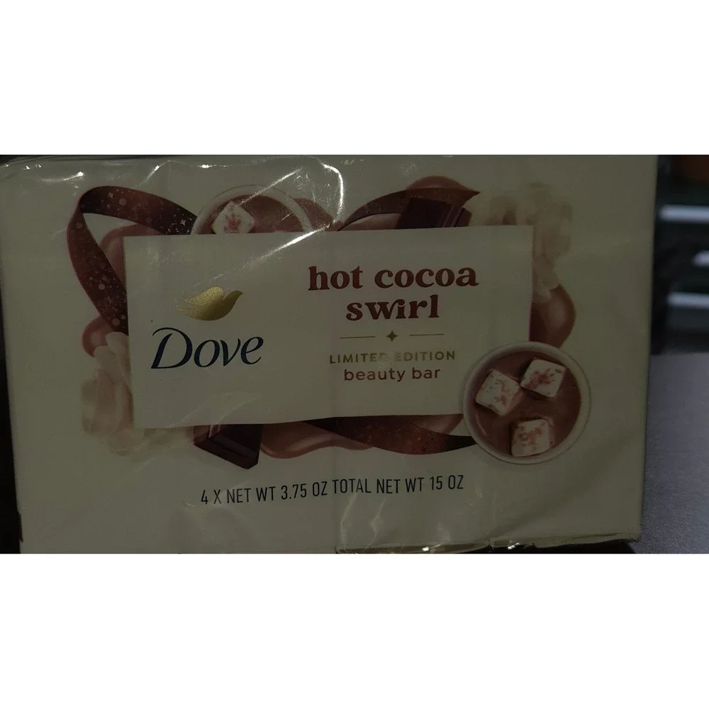 Dove Hot Cocoa Swirl Limited Edition Holiday Beauty Bar Soap 4 Pack 3.75oz Each